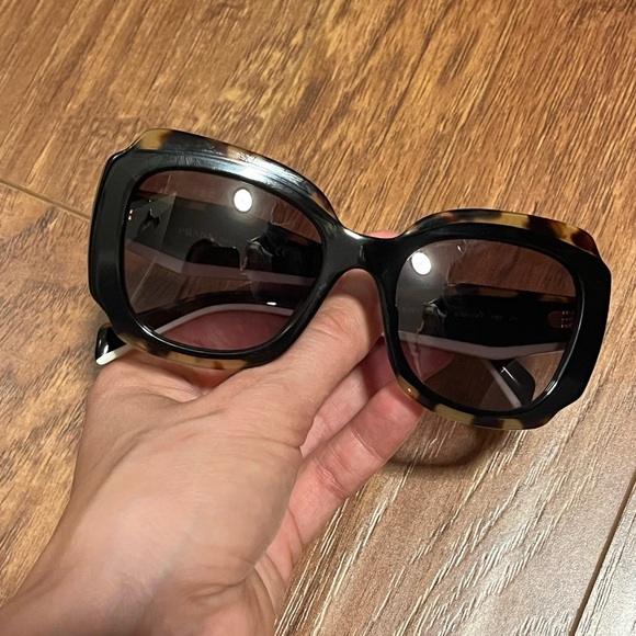 PRADA | Women's Black and Tortoise Shell Sunglasses with White accents - Picture 9 of 12